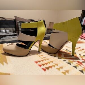 Call It Spring Green and Tan Heels
